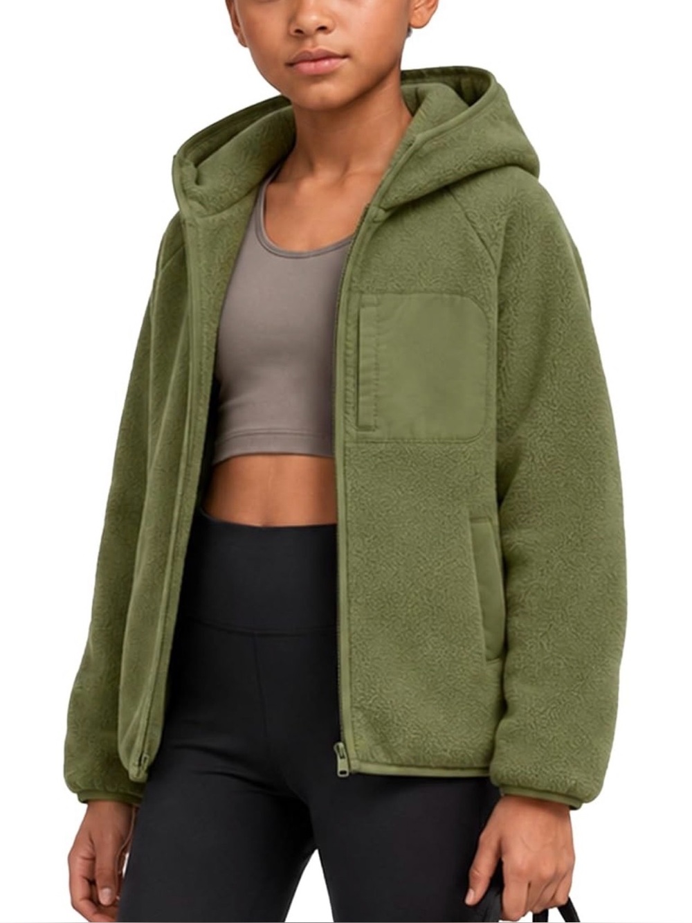 Kids Girl Hoodie Sweatshirt/Winter Sweatshirt/ M 8/10 Olive